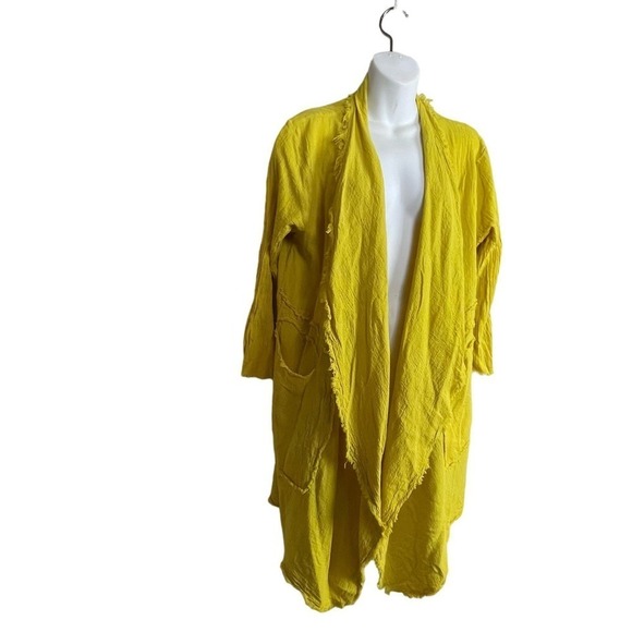Oh My Gauze! Yellow Open Front Tahoe Jacket Coat Duster Size 52 Large - Picture 2 of 8